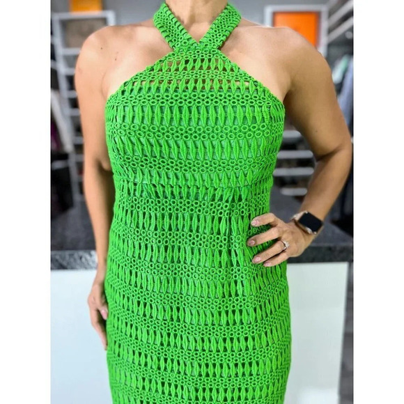 Shoshanna Strapless Green Crochet Embroidered Midi Dress $249 - Picture 4 of 12